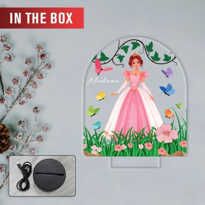 Personalized Princess Doll LED Night Lamp with Warm White Light Return Gift Birthday Gift for Girls Kids Room Decor Light